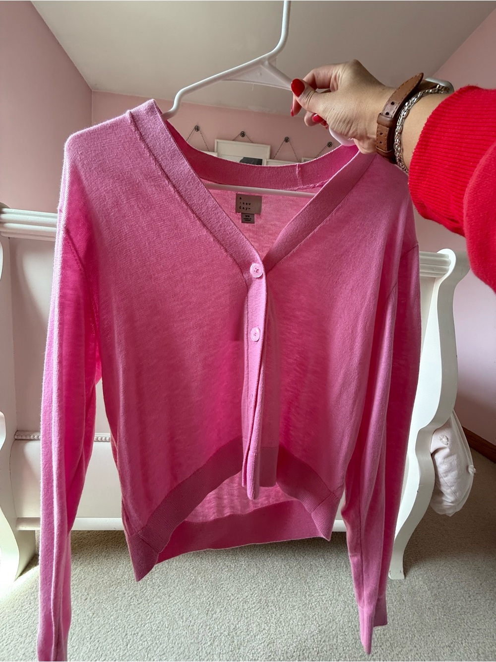 NWT a new day Pink V-Neck Lightweight Button Cardigan